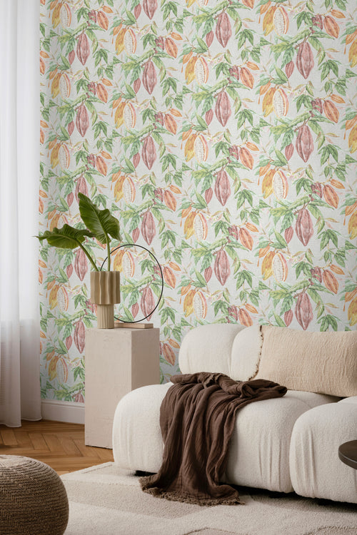 Sanders & Sanders behang bladeren groen, grijs en terracotta - 53 cm x 10 m - 640219 - vtwonen shop