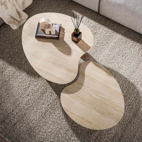 Giga Living Salontafel Ceramo Aperto - Organisch Travertin - Set Van 2