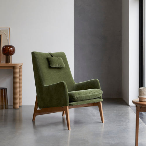 Tikamoon Fauteuil van massief eikenhout en groen fluweel - Groen - vtwonen shop