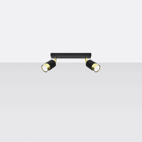 Sollux Lighting Plafondlamp NERO 2 zwart/goud - 30x5x18cm