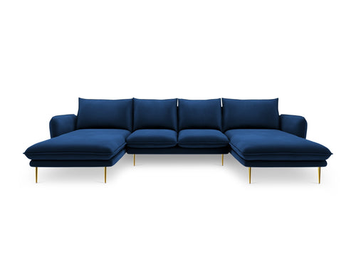 Cosmopolitan Design Panoramische bank Vienna 6-zits, flueel, koningsblauw - 170x350x95cm
