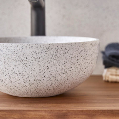 Tikamoon Ronde waskom van wit premium terrazzo ∅ 32 cm - Wit