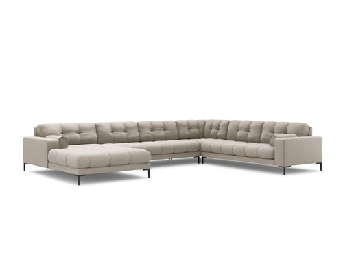 Cosmopolitan Design Panoramische hoekbank rechts Bali 7-zits, structurele stof, beige - 256x327x75cm
