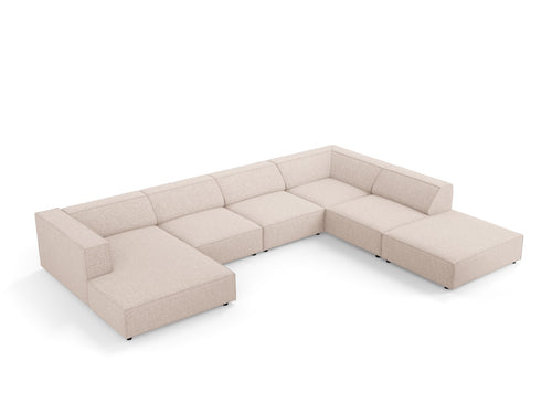 Cosmopolitan Design Panoramische hoekbank rechts Arendal 7-zits, chenille, beige - 262x364x70cm