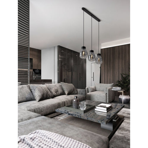 Nova Luce BLACU Hanglamp voor aan het plafond, rookgrijs, zwart, E27, 3x12W