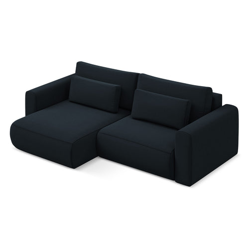 LaMiaSofa hoekbank links Perugia - velours - koningsblauw - 240x149x82