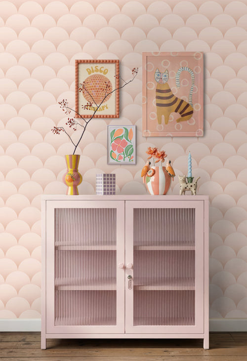 ESTAhome behang art deco motief zacht roze - 50 x 900 cm - 139465