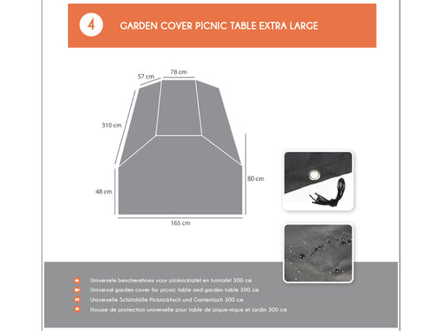 MaximaVida picknicktafel beschermhoes London 300 cm zwart - zware uitvoering - vtwonen shop