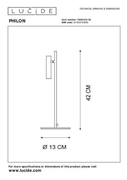 Lucide tafellamp PHILON - Geïntegreerde LED - Zwart - vtwonen shop