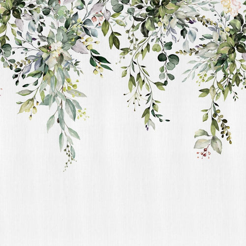 Sanders & Sanders fotobehang bladeren wit en groen - 375 x 270 cm - 601434
