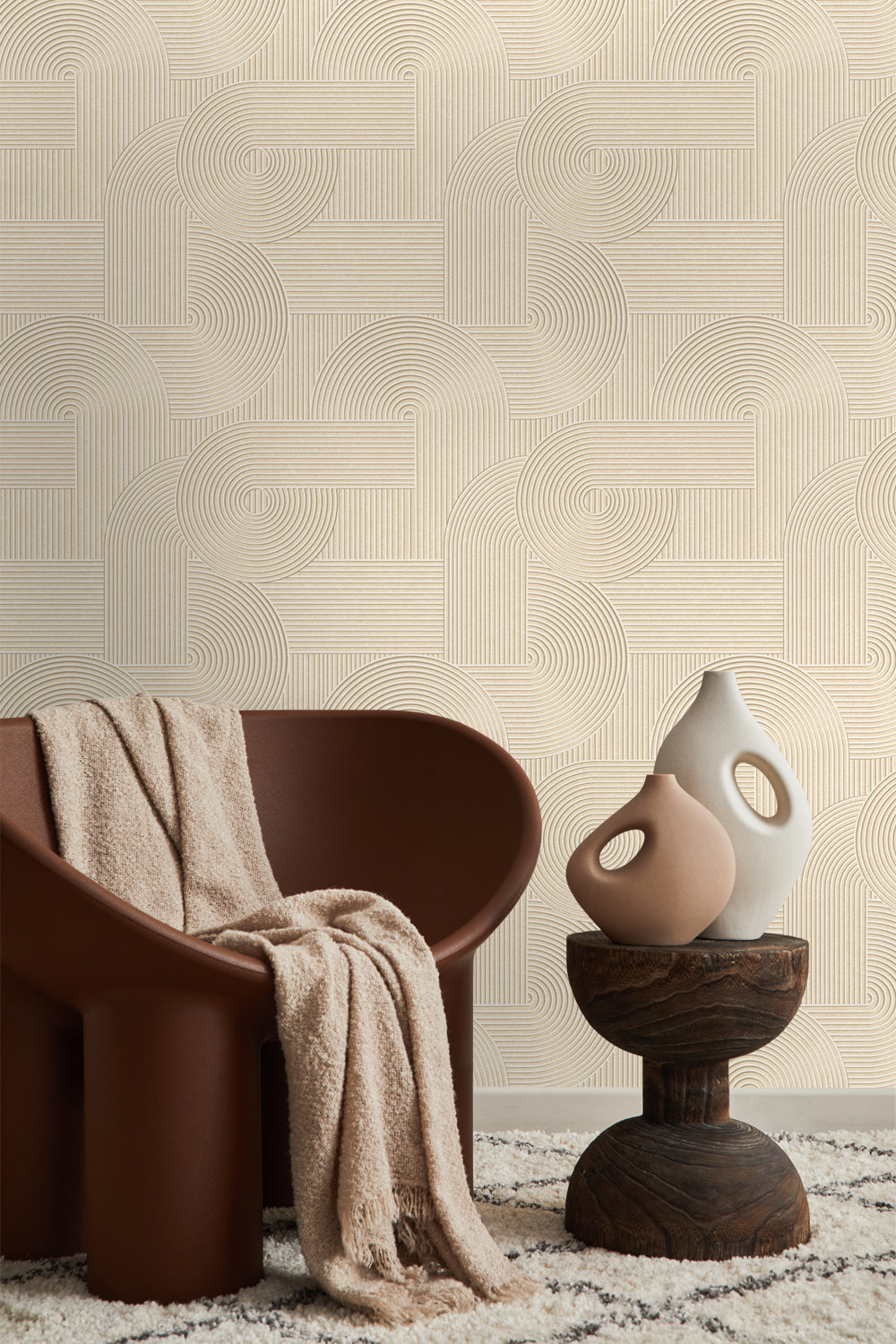 marierizmページ Origin Wallcoverings behang grafisch 3D motief zand beige - 53 cm