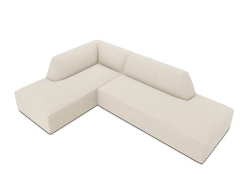 Micadoni linker hoekbank Ruby 4-zits, ribfluwelen, lichtbeige - 180x273x69cm