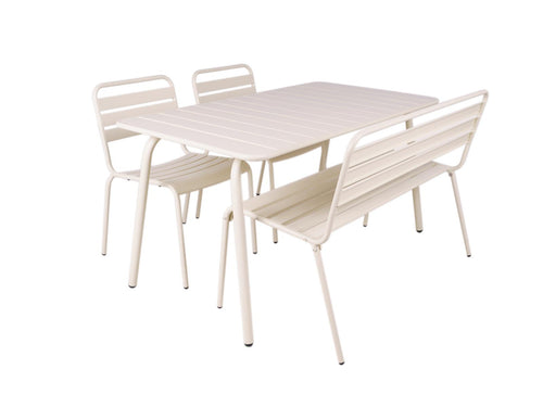 MaximaVida metalen tuinset Max ivoor 150 cm  1 tafel met 2 stoelen en 1 bank - vtwonen shop