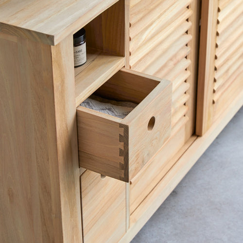 Tikamoon Massief teakhouten badmeubel 145 cm - Naturel - vtwonen shop