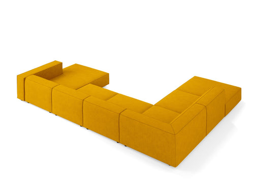 Cosmopolitan Design Panoramische hoekbank links Arendal 7-zits, chenille met ribbeleffect, mosterd - 262x364x70cm