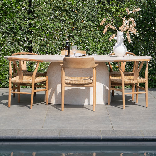 Giga Meubel Tuintafel Myrna - Ovaal - Naturel Travertin - 240x100x74cm