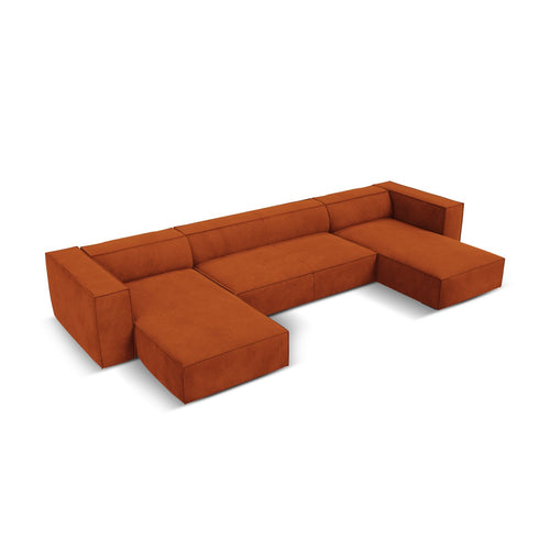 Cosmopolitan Design - Panoramische bank Turin 6-zits, structurele stof terracotta - 173x375x68cm