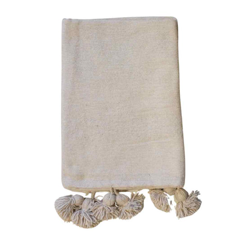 MÔMÉ Plaid Pom Pom - crème - 95 x 175 cm - vtwonen shop