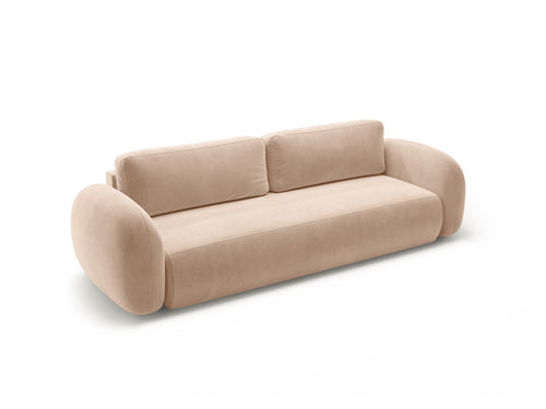 Cosmopolitan Design Slaapbank met opbergdoos Tonale 3-zits, flueel beige amandel - 105x262x88cm
