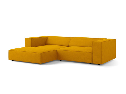 Cosmopolitan Design linker hoekbank Arendal 3-zits, chenille met ribbeleffect, mosterd - 166x224x70cm