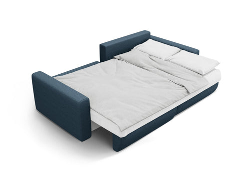 Cosmopolitan Design Omkeerbare converteerbare hoekbank met opbergdoos Belfast 3-zits, structurele stof blauw - 149x240x84cm
