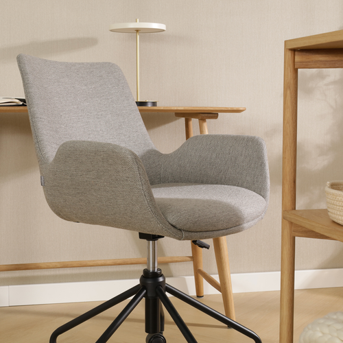 Nolon Nout-Eef Bureaustoel Warm Grijs - Armleuning - Zwart Onderstel - vtwonen shop