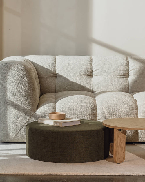 noo.ma Folk Pouf Wide - Cloud Beige Bouclé, 71x71x26 cm