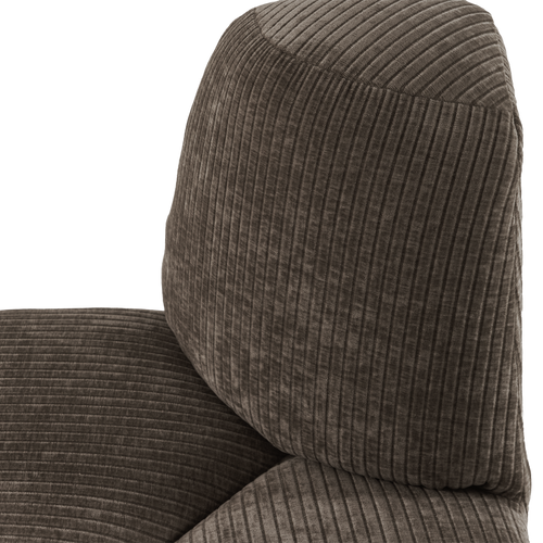 WOOOD eetbank hoek rond rugleuning Mojo - Ribstof - Bruin - 83x100x74