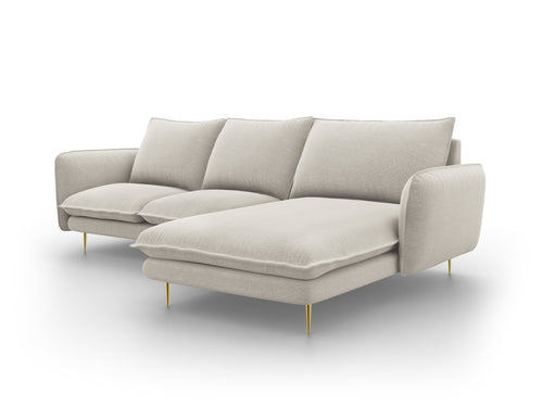 Cosmopolitan Design rechter hoekbank Vienna 5-zits, structurele stof, lichtbeige - 170x255x95cm