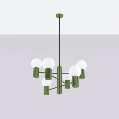 Sollux Lighting Kroonluchter HALO 6 olijfgroen - 64x64x230cm
