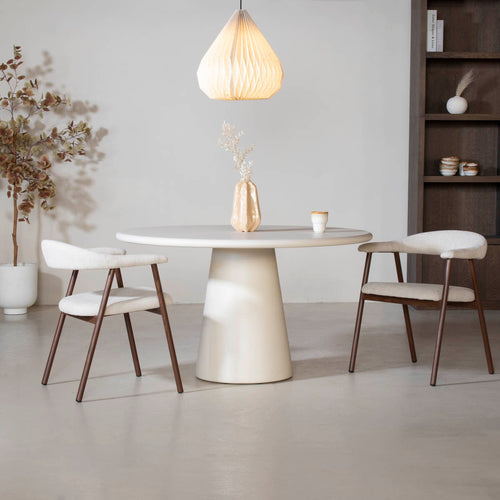 DÉJA Living Eettafel Brunn - Rond Beige Eco Composiet - 130cm - vtwonen shop