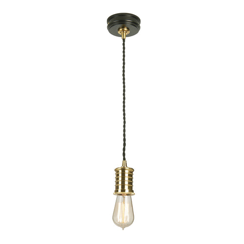 Elstead Douille - 1-lichts plafondlamp zwart, messing, E27