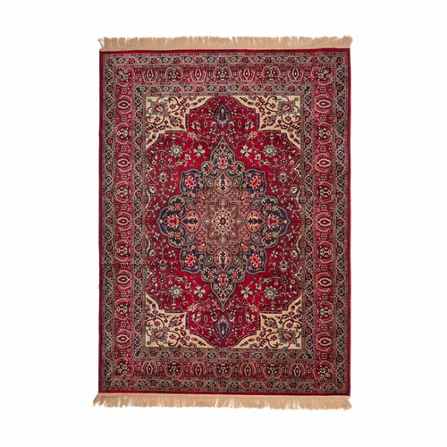 Tier Vintage vloerkleed Manami rood met franjes