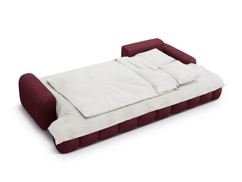 Cosmopolitan Design Converteerbare hoekbank rechts met opbergdoos Linz 3-zits, structurele stof bordeaux - 142x275x84cm