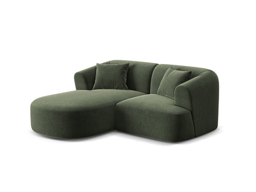 Cosmopolitan Design Modulaire hoekbank links Campi 3-zits, flueel groente - 156x180x70cm