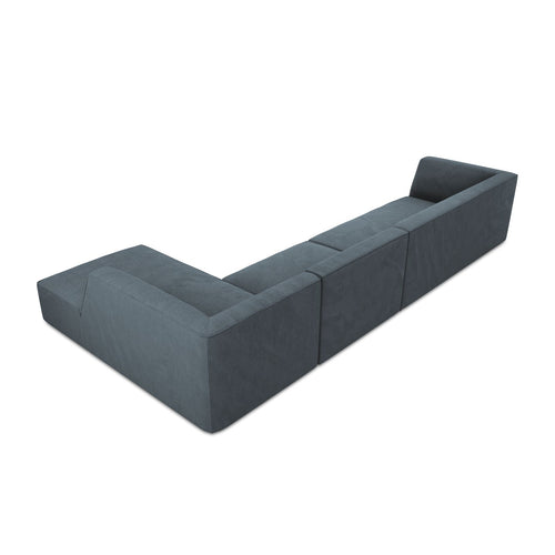 Cosmopolitan Design - Modulaire hoekbank rechts Siena 5-zits, ribfluwelen blauw - 180x366x69cm