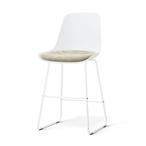 Nolon Nino-Liv Barkruk Wit met Nougatbruin Zitkussen Wit Onderstel 65 Cm