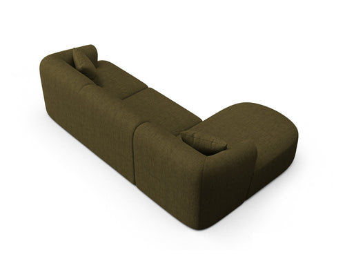 Cosmopolitan Design Modulaire hoekbank links Campi 4-zits, structurele stof groente - 156x256x70cm