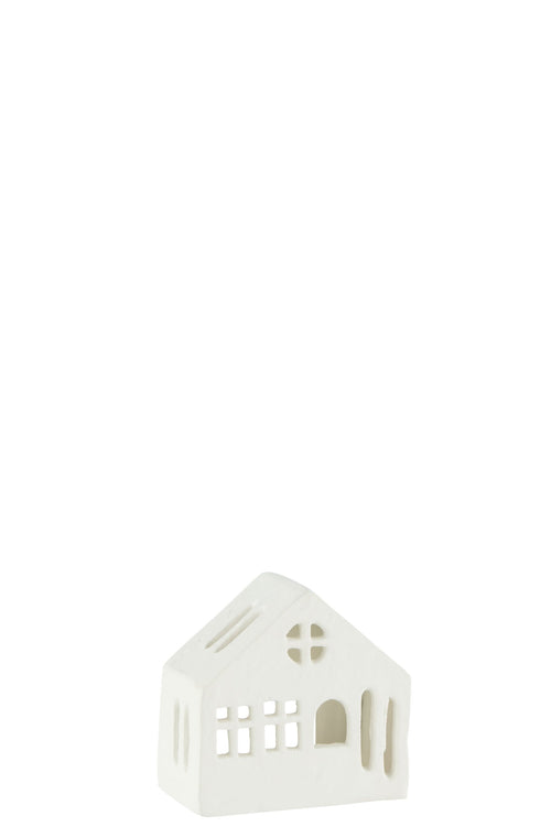 J-Line theelichthouder Huis - aluminium - wit