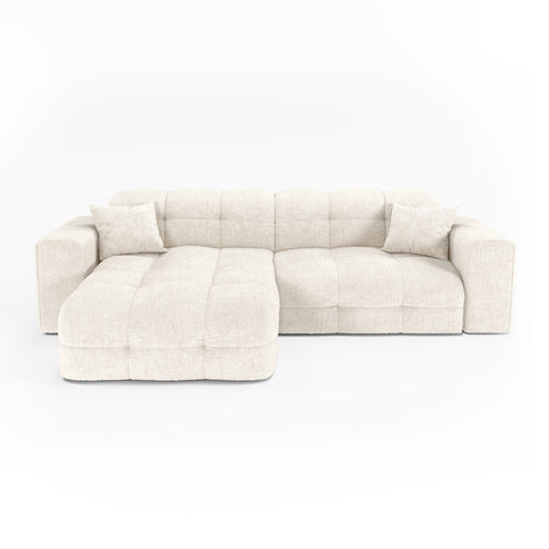Premium Interiors - Hoekbank links COCOON - gewaafd fluweel crème 230cm