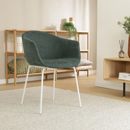 Nolon Nora-Otis Eetkamerstoelen Set van 2 - Donkergroen - Witte Poten - vtwonen shop