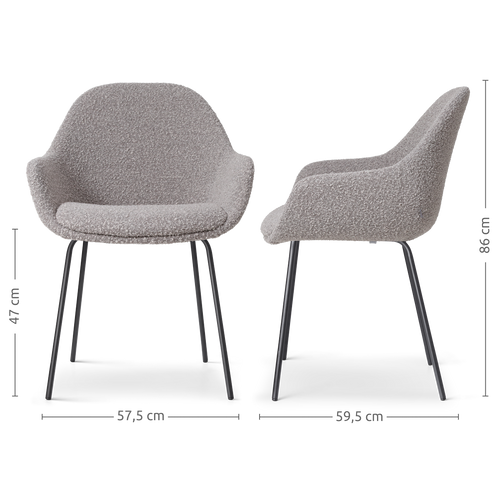 Nolon Nora-Mae Eetkamerstoelen Set van 2 - Bouclé Taupe - Zwarte Poten - vtwonen shop