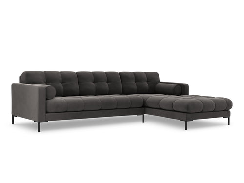 Cosmopolitan Design rechter hoekbank Bali 5-zits, flueel, donkergrijs - 185x293x75cm