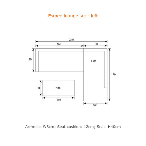 Garden Impressions Esmee loungeset links carbon black mystic grey - vtwonen shop