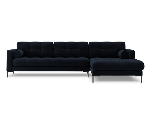 Cosmopolitan Design rechter hoekbank Bali 5-zits, flueel, donkerblauw - 185x293x75cm