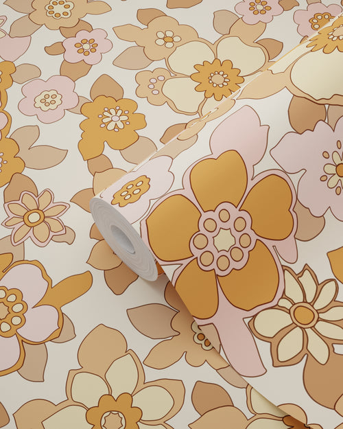 ESTAhome behang retro bloemen oranje en roze - 50 x 900 cm - 131532 - vtwonen shop