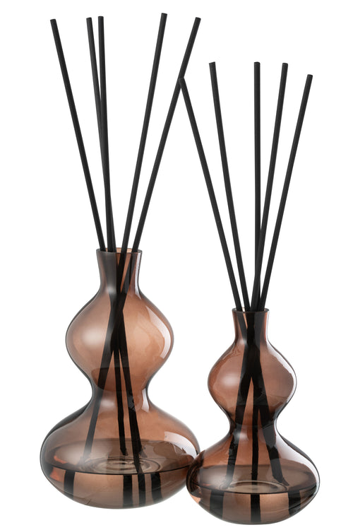 J-Line geurolie + stokjes Li-ly land - glas - bruin - large - vtwonen shop