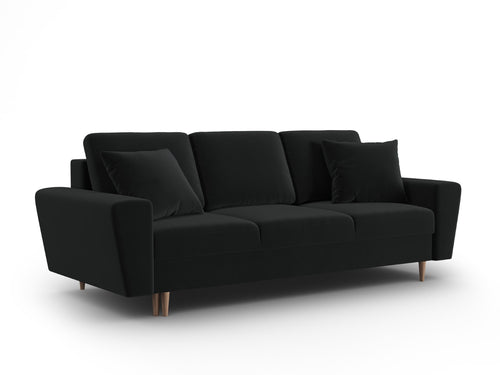 Cosmopolitan Design Slaapbank met opbergdoos Kyoto 3-zits, flueel zwart - 100x235x88cm