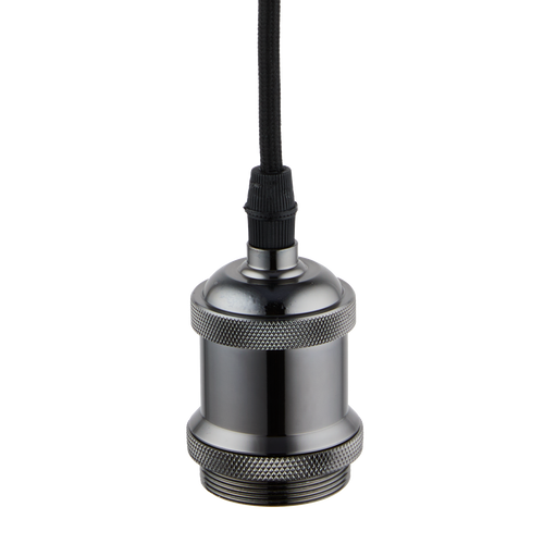 Lighto | Pendel Zwart Titanium E27 Fitting | Vintage | 1.5m Snoer | Met Plafondkap