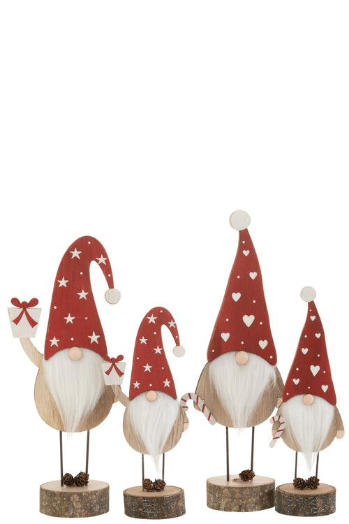 J-Line kerstfiguur Kerstman Hoed Hart/Ster - hout - rood/wit - large - 2 stuks - vtwonen shop